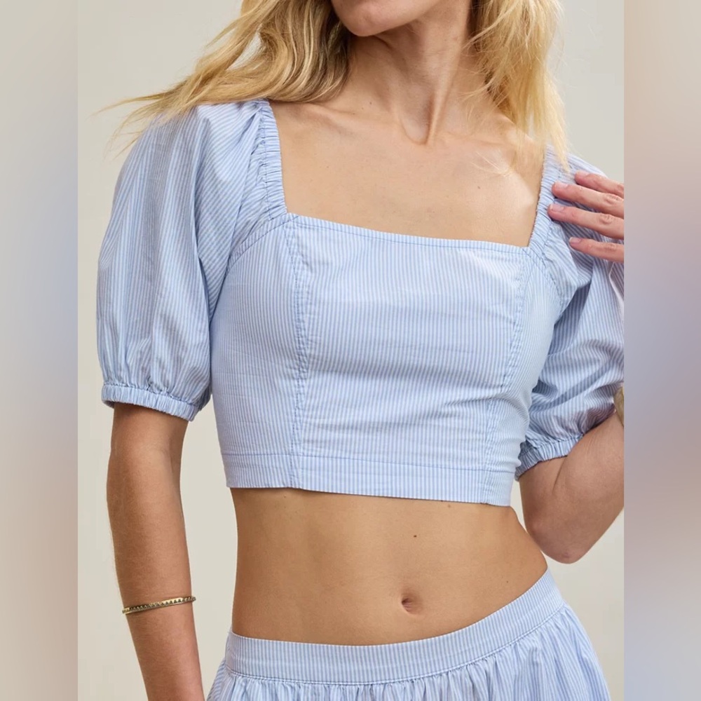 Aerie Blue Striped Crop Top